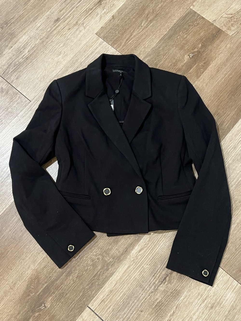 Rag & Bone Black Double-Breasted Cropped Blazer - Women